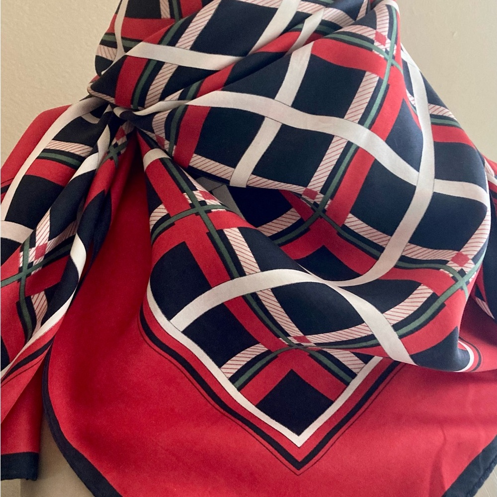 Vintage CHECKERED silk scarf.